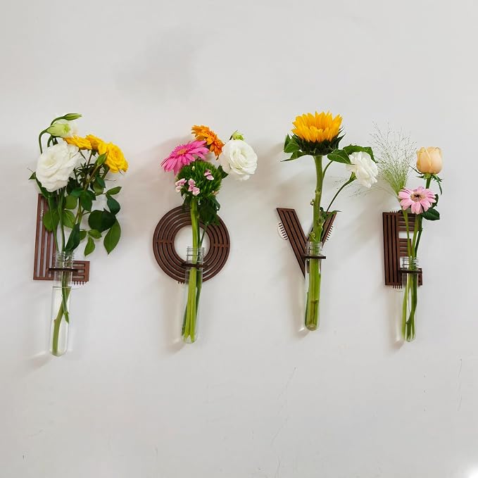 Wood Letter L Wall Propagation Station Lightweight Decorative Plant Holder for Small Cuttings, Removable Adhesive Wall Decor for Bedroom, Nursery, Office
