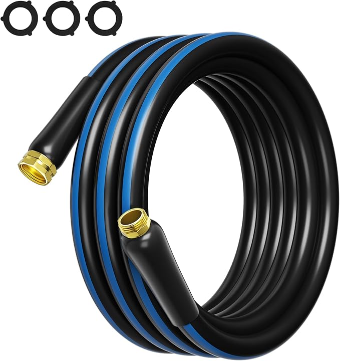Besiter Flexible Short Garden Hose 5/8” 10FT: Hybrid Rubber Portable Length Hose - Lightweight Water Hose with Male to Female Fittings - Tangle-Free Hose for Cleaning Park, Dark Blue