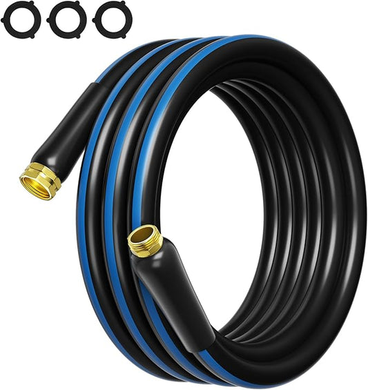 Besiter Flexible Short Garden Hose 5/8” 10FT: Hybrid Rubber Portable Length Hose - Lightweight Water Hose with Male to Female Fittings - Tangle-Free Hose for Cleaning Park, Dark Blue