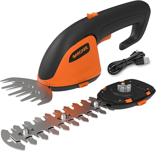 GARCARE 2-in-1 Cordless Grass Shear & Shrub Trimmer, 7.2V Lightweight Handheld Grass Trimmer, Cordless Trimmer for Bushes with 2000mAh Battery & Type-C Charging