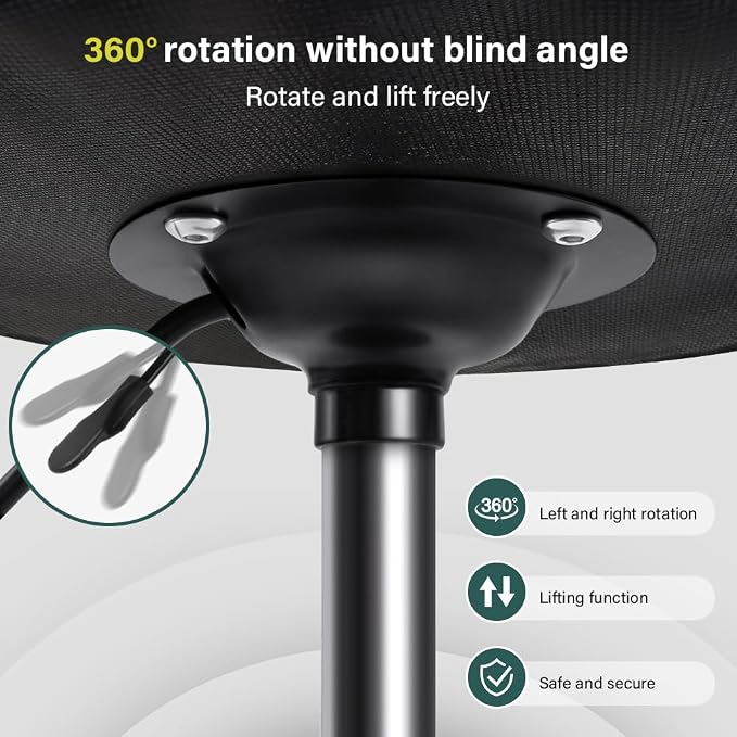 BFTOU 6-Square Lattice PU Swivel Stool with Wheel for Work SPA Shop Massage Height-Adjustable and Cost-Effective Rolling Stool Chair (Green)