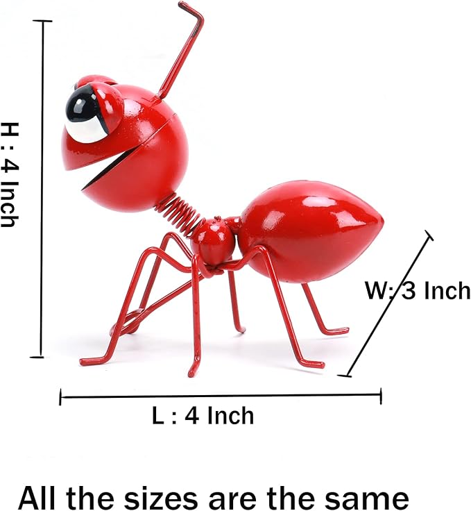 Cruis Cuka Metal Yard Art Garden Decorative Cute Ant Outdoor Wall Sculptures-Set of 4
