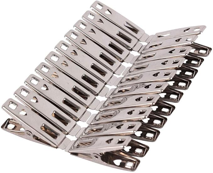 40 Pack Heavy Duty Stainless Steel Clothes Pins, Non-Slip Rubber Coated Clothespins, Metal Laundry Pegs for Outdoor Clothesline, Towel, Sock, Food Sealing, Photos, Home Kitchen Travel Office
