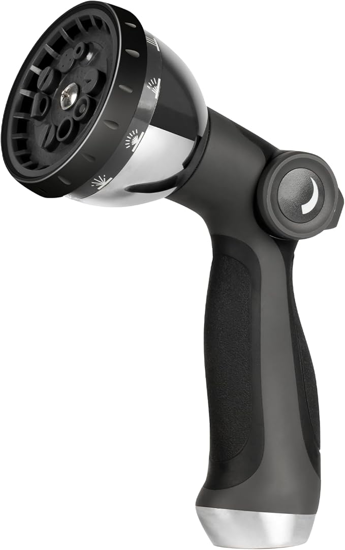 Garden Hose Nozzle Water Spray with 10 Adjustable Watering Patterns &On Off Valve for Easy Water Control - High Pressure Water Hose Nozzle for Garden Hose