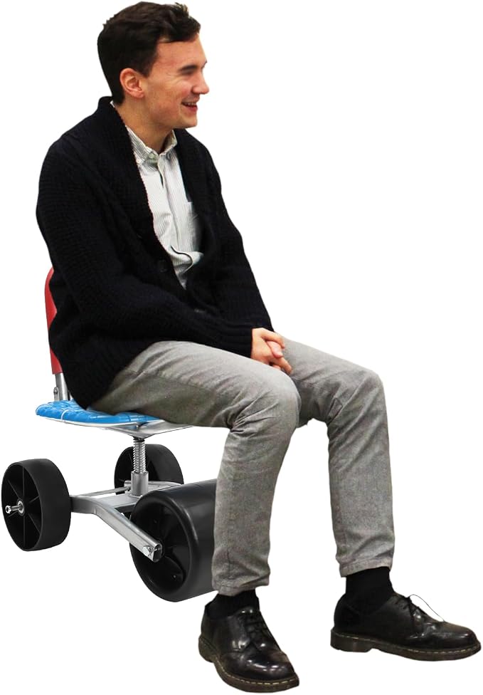 Rolling Garden Seat with Wheels,Rolling Garden Scooter, 360 Swivel Seat, Adjustable Seat Height,Use for Patio,Yard,and Outdoors