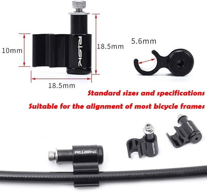 Farbetter 4-Piece Bicycle Brake Cable Guides, Aluminum & Stainless Steel, Black, 4 Pack