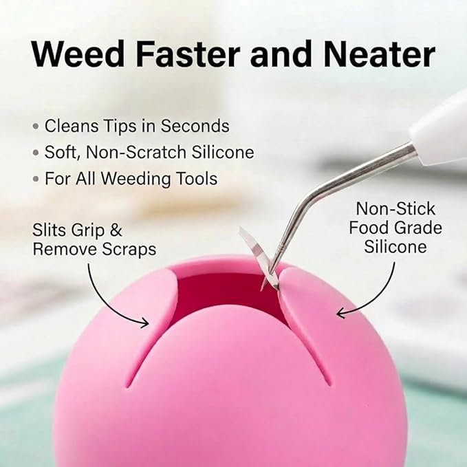 iVyne Berry Suctioned Vinyl Weeding Scrap Collector | Versatile Multi-Surface Suction & Anti-Spill Vinyl Scrap Collector w/ Soft and Flexible Silicone to Protect your Weeding Tools | Pink, 1 Pack
