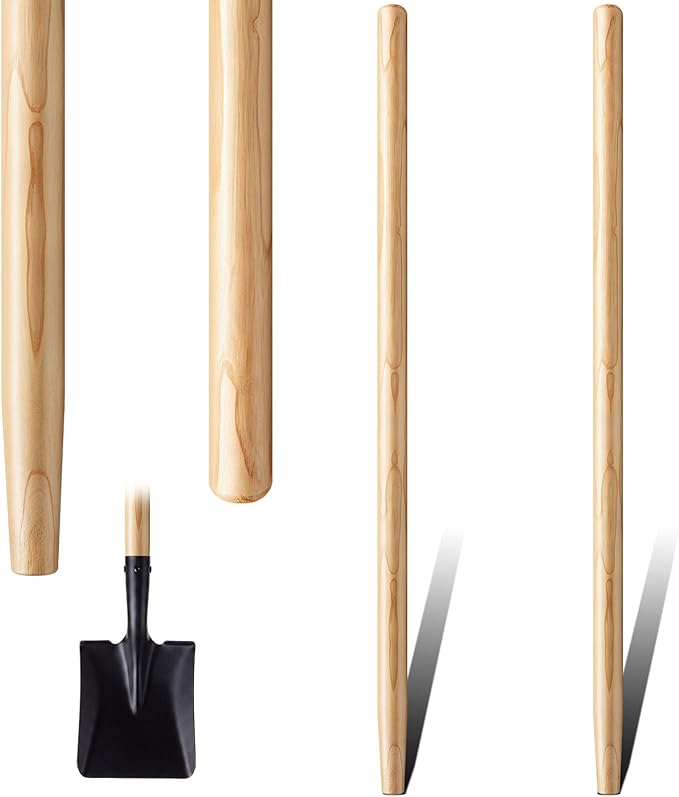 Menkxi Wooden Shovel Handle Replacement for Long Handle Shovels Garden Tool (2 Pcs,48")