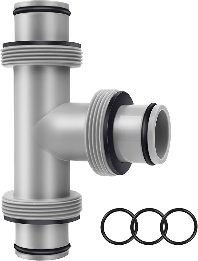 Pool Hose Connector for Leak-Proof Dual Seal and Stable Water Flow, 1.5" to 1.5" T-Joint Pool Hose Adapter for Pool Parts and Accessories Replacement, Easy No-Tool Install for Above Ground Pools