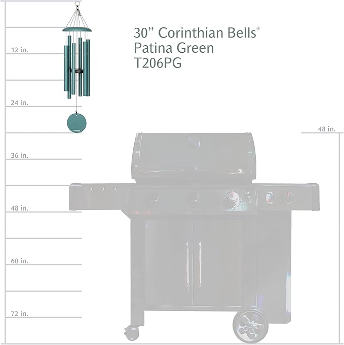 Corinthian Bells by Wind River - 30 inch Patina Green Wind Chime for Patio, Backyard, Garden, and Outdoor Decor (Aluminum Chime) Made in the USA
