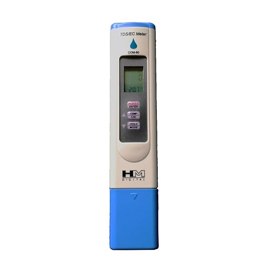 HM Digital COM-80 Electrical Conductivity (EC) and Total Dissolved Solids Hydro Tester, 0-5000 ppm TDS Range, 1 ppm Resolution, +/- 2% Readout Accuracy