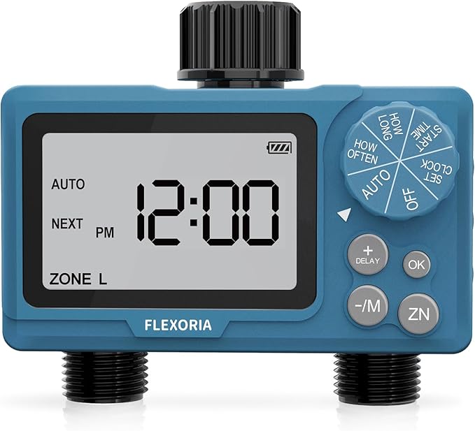 Digital programmable Water Timer, Hose Watering Timer for Garden, Dual outlets