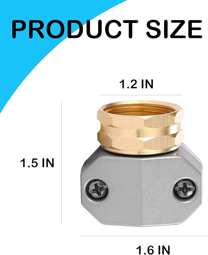Hourleey Garden Hose Repair Fittings, Aluminum Female Coupling Menders with Zinc Clamps, Water Hose End Repair Connector for 3/4 Inch and 5/8 Inch, 2 Pack