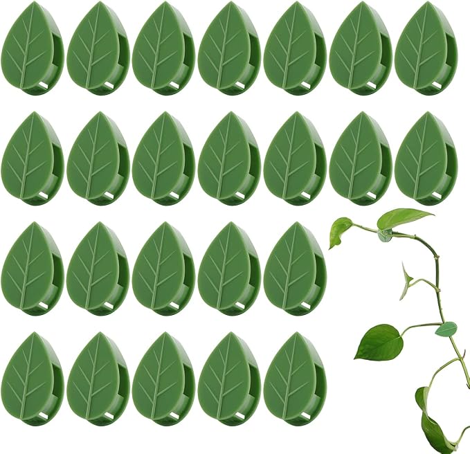 LUCKJUJU 60 Pcs Plant Climbing Wall Fixture Clips Self-Adhesive Hook Vines Traction Clips Invisible Holder Garden Green Leaf Simulation Self-Adhesive Hook Wire Fixing Supporting