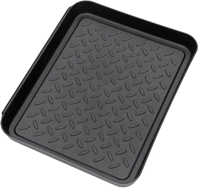 Hard Plastic Boot Tray for Entryway,Boot Mat,Shoe Tray,Shoe Mat for Indoor and Outdoor Use (Small Size Black (Hard Plastic), 13.3X10.6 inch)