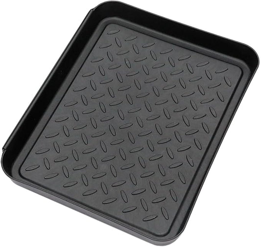 Hard Plastic Boot Tray for Entryway,Boot Mat,Shoe Tray,Shoe Mat for Indoor and Outdoor Use (Small Size Black (Hard Plastic), 13.3X10.6 inch)