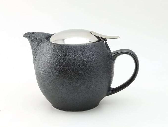 Zero Japan Bee House Round Teapot For One, 15 Oz - Ceramic Tea Pot with Stainless Steel Lid and Infuser, Smooth-Pour Spout, Diswasher and Microwave Safe Tea Pots (Cristal Sylver)