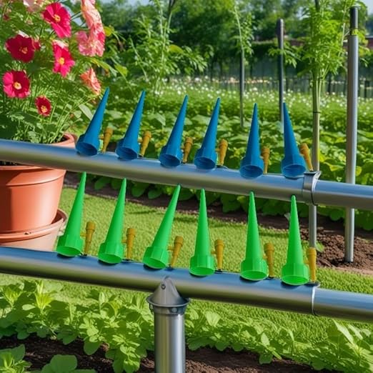 Self Watering Spikes for Indoor & Outdoor Drip Irrigation kit, Self-Watering Spikes for Plants,Adjustable Control Valve Switch,Only Fit Bottles with 1.1inch Diameter and Threaded Mouth (12Pcs)