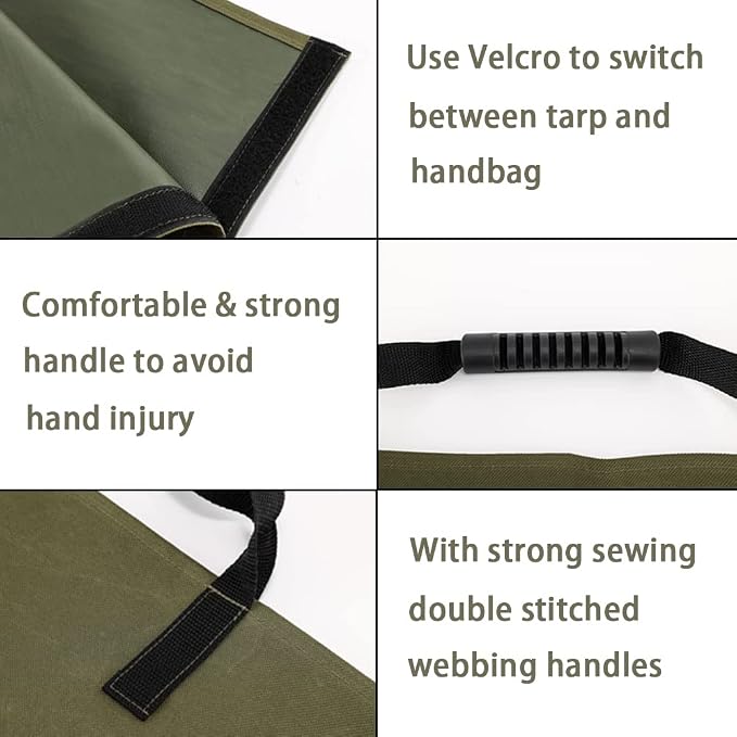 Leaf Bag for Collecting Leaves Reusable Garden Yard Waterproof 2 IN 1 Waste Bags Leaf Tarp Trash Canvas Heavy Duty Storage Lawn Container Collapsible with Handle (Green 3)