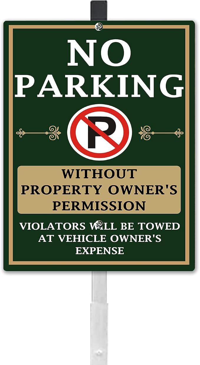 No Parking Yard Sign With Stakes Do Not Park Private Property Reflective Aluminum Yard Signs Rust Free For Lawn Garden Neighborhood (8x12) IN
