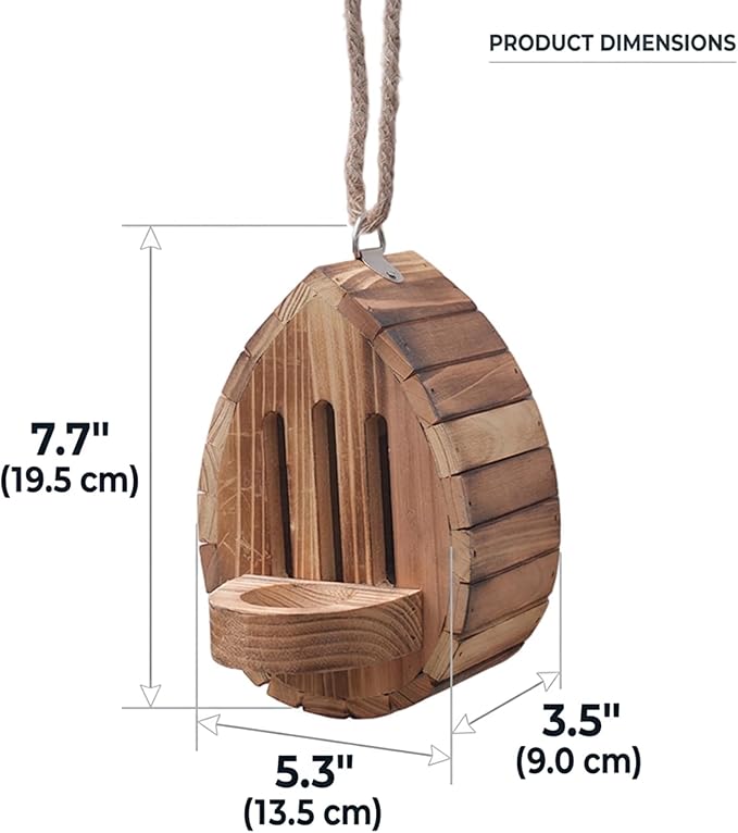 Butterfly House for Outside, Wooden Butterfly Habitat & Feeder for Butterflies, Moths and Lacewings, Hanging Butterfly Houses for the Garden, Teardrop Nesting Box Garden Decor with Rope (1pcs)