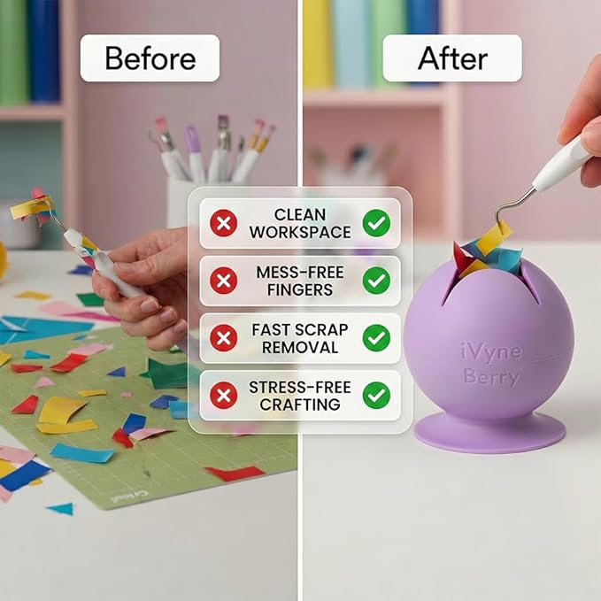 iVyne Berry Suctioned Vinyl Weeding Scrap Collector & Holder for Weeding Tools for Vinyl - Purple