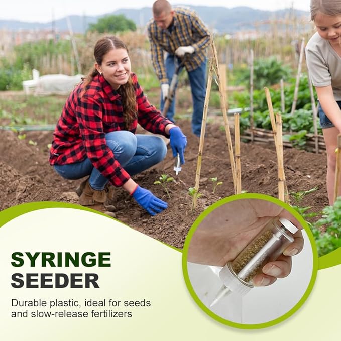 JUDUNA 2025 New Mini Seed Spreader, Mini Sowing Seed Dispenser Seed Planter Tool, Hand-held Manual Seedlings Dibber and Widger Set, Small Seed Planter Tool for Garden (A)