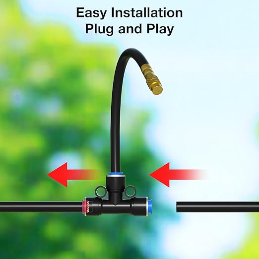 MIXC 1/4" 100Ft Drip Irrigation System for Garden with 16pcs 360°Adjustable Brass Nozzles & Bendable Rod,Upgraded Watering System Kit for Outdoor Plants,Lawn,Raised Bed,Potted Plant,Yard,Greenhouse