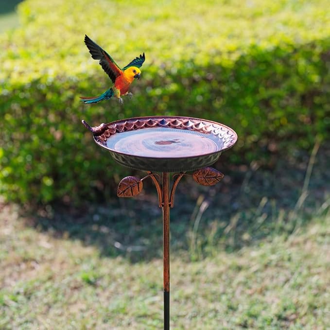 dreamysoul Metal Outdoor Bird Baths, 37 Inches Tall Freestanding Birdbaths, 5-Pronged Bird Bath for Outside Garden Yard Patio Decor