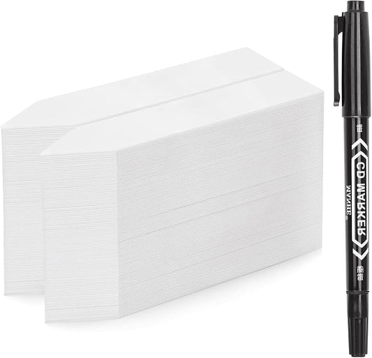 KINGLAKE Plant Labels,Plastic Plant Tags 4 Inch,200 Pcs Nursery Garden Labels Plants Markers for Outdoor Garden Waterproof,Plants Name Tags White with Marking Pen