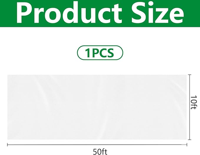 DECOHS 50 x 10 Ft Plant Sun Protection Cloth, Garden Plant Shade Cloth, Non-Woven White Light Refraction Sunshade Fabric for Protecting Plants Vegetable Rows from Direct Sunlight