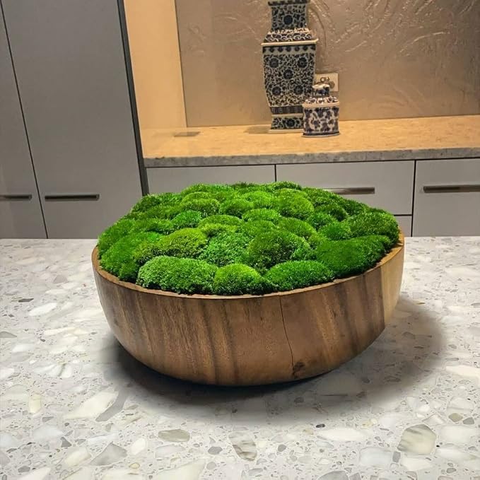 Preserved Pole Moss Pillow Bun Cushion Natural Green Decorative Real Natural DIY Kit Terrariums Gardenning Art Wall Decor Florist Decor Easter Table Decor Wedding(4.5 sq.ft., Green-B)