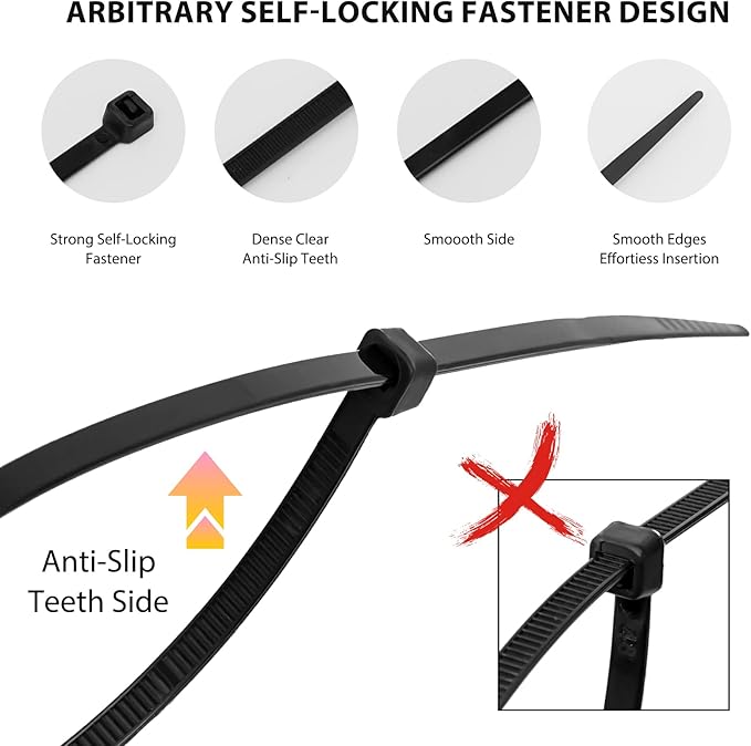 Cable Zip Ties,4 Inch Small Cable Ties,250PCS Multi-Purpose Nylon Zip Ties,Self-Locking Wire Ties used for home, garden, garage,indoor and outdoor. Mini Black Cable Ties