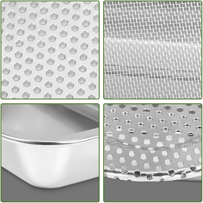 Picowe Stainless Steel Sprouting Trays Seed Sprouting Kit with Stainless Steel Mesh Tray Seed Starter Tray Seed Sprouting Kit (3pack, 10.4 x 7.7inch)