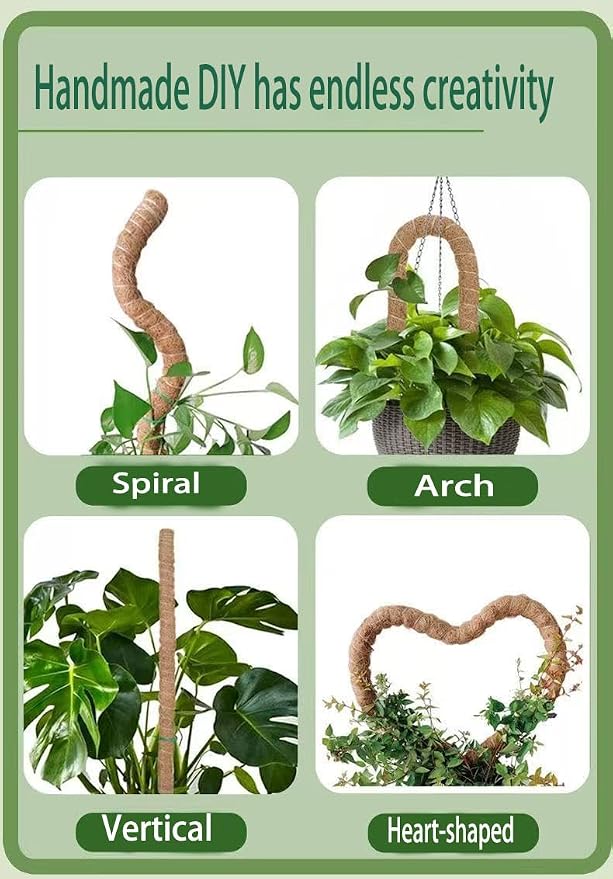 Moss Pole Monstera Plant Support - 2 Pack 28" Bendable Coco Coir Pole for Indoor Climbing Plants with Plant Sticks Support