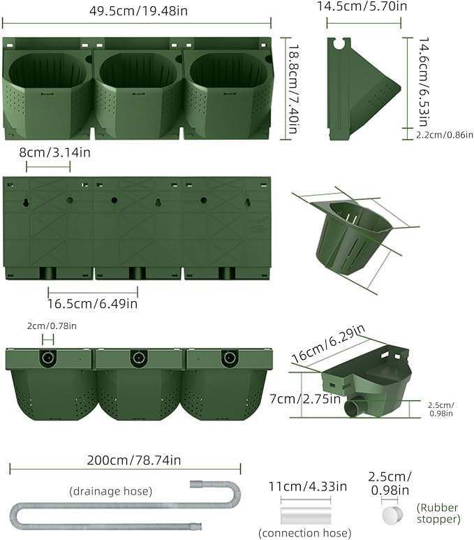36 Pockets Self Watering Wall Mounted Vertical Planter, Wall Planter Indoor Vertical Living Green Plant Wall Easy Installation (Green with Timing System)