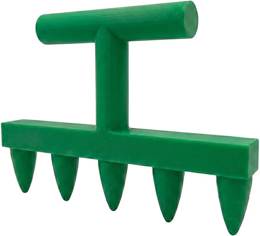 3D Printed 5-Prong Seed Dibber Gardening Tool, Unibody Hand Seeding Punch & Plant Hole Digger for Raised Beds, Seed Spacing Tool & Garden Row Maker, 7.1" x 4.7" (Green)