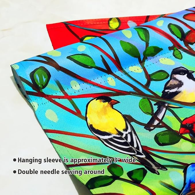 Tree Bird House Flag 28x40 Inch Double Sided Welcome Holiday Yard Outdoor Decoration