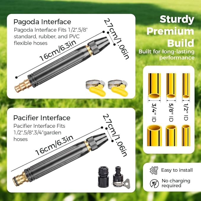 Heavy Duty Adjustable Twist Hose Nozzle Jet Sweeper Nozzle, 2027 High Pressure Nozzle for Garden Hose,Jet Sweeper Nozzle for Outdoor Cleaning, Watering Plants and Car Washing (Pacifier)