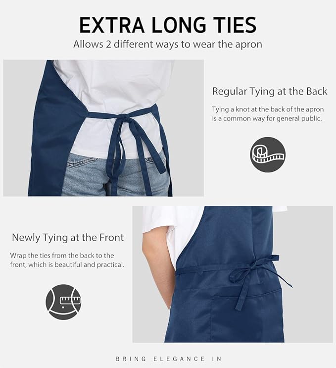 Syntus Apron for Men Women, Adjustable Cooking Kitchen Chef Aprons with 2 Pockets