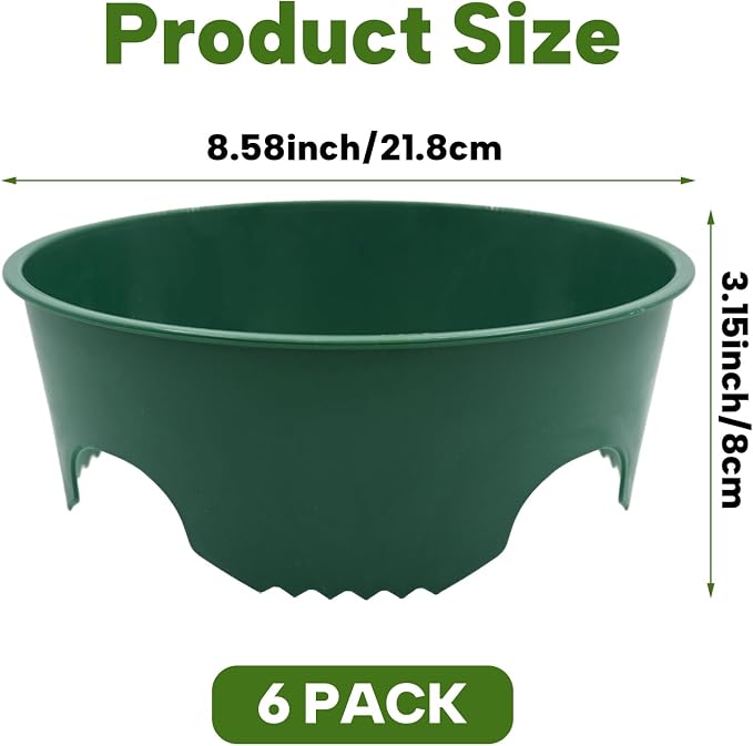 6-Pack Planting Grow Rings, 8.6-Inch Round Plant Support Rings Garden Guard & Edging, Deep Watering for Vegetables Herbs Flowers