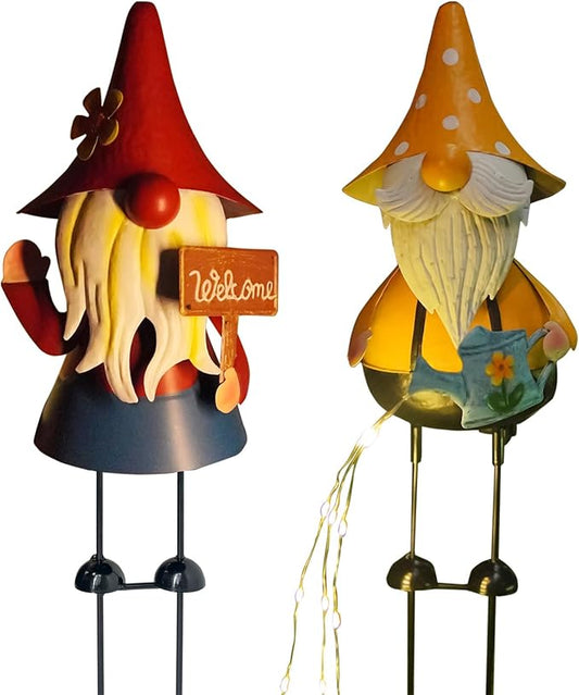 HONGLAND Garden Gnome Statue with Solar Lights -18 Inch Gnomes Decorations with Firework Solar Lights, Birthday Gifts for Woman Grandma for Patio Yard Lawn Porch