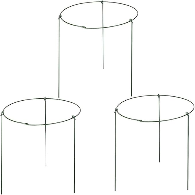 (Pack of 3) Garden Plant Support Rings, 5.5" Wide x 11" High, 3 Legs