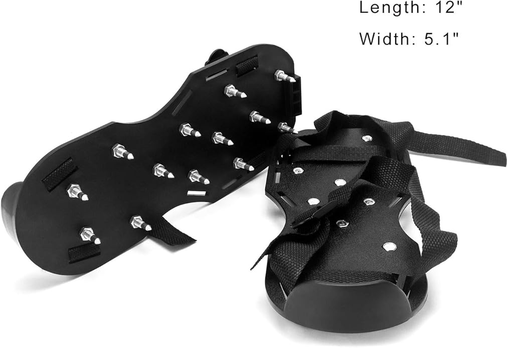 QWORK Gunite Spiked Shoes With 3/4” Short Spikes Perfect For Epoxy Floor, Overlays, Cover Installation, Green Color (Pair)