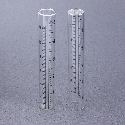 Garneck 2Pcs 5'' Rain Gauge Outdoor Rain Meter Laboratory Flat Replacement Tube for Plants Garden Replacement Tube Indoor Measure Gauge for Garden Accurate