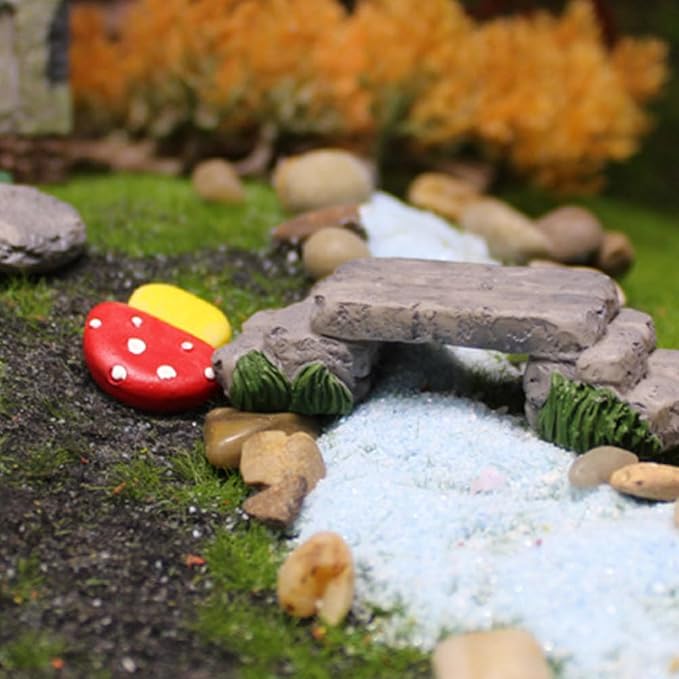 Yardwe Mini Mushroom Pedal Ornament Creative Mini Stepping Stone Garden Decor for Fairy Garden Succulent Pots Outdoor Micro Landscape DIY Accessory