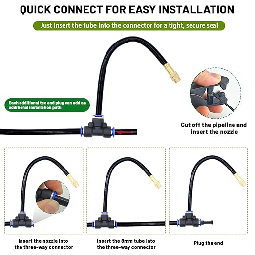 Thiswing 360° Adjustable Drip Irrigation System - 50 FT Automatic Garden Watering System with 16 Nozzles & Water Timer, Raised Bed Sprinkler System, Garden Mister for Yard, Lawn, Plants, 5/16" Tubing
