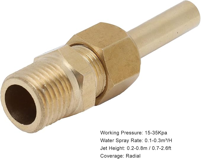 1/4 Brass Adjustable Fountain Nozzle, 360° Swivel Spray Head with Built in Valve, Water Feature and Pond Jet Sprinkler for Garden Pool Patio Decoration (1 point 1/8)