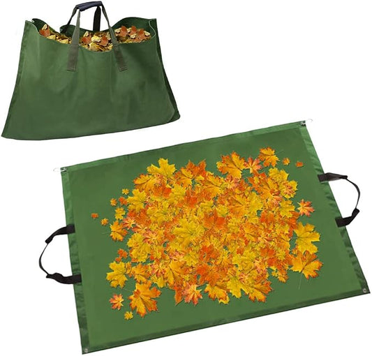 Leaf Bag for Collecting Leaves Reusable Garden Yard Waterproof 2 IN 1 Waste Bags Leaf Tarp Trash Canvas Heavy Duty Storage Lawn Container Collapsible with Handle (Green 2)
