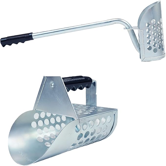 Galvanized Long Handle Scoops and Heavy Duty Large Scoop for Water Metal Detecting, Shelling, Rock Hunting and More